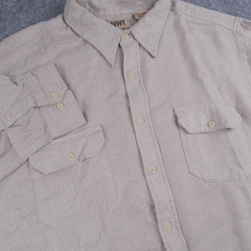 Northwest‎ Territory Button Down Shirt Mens XL Beige Herringbone Flannel Style